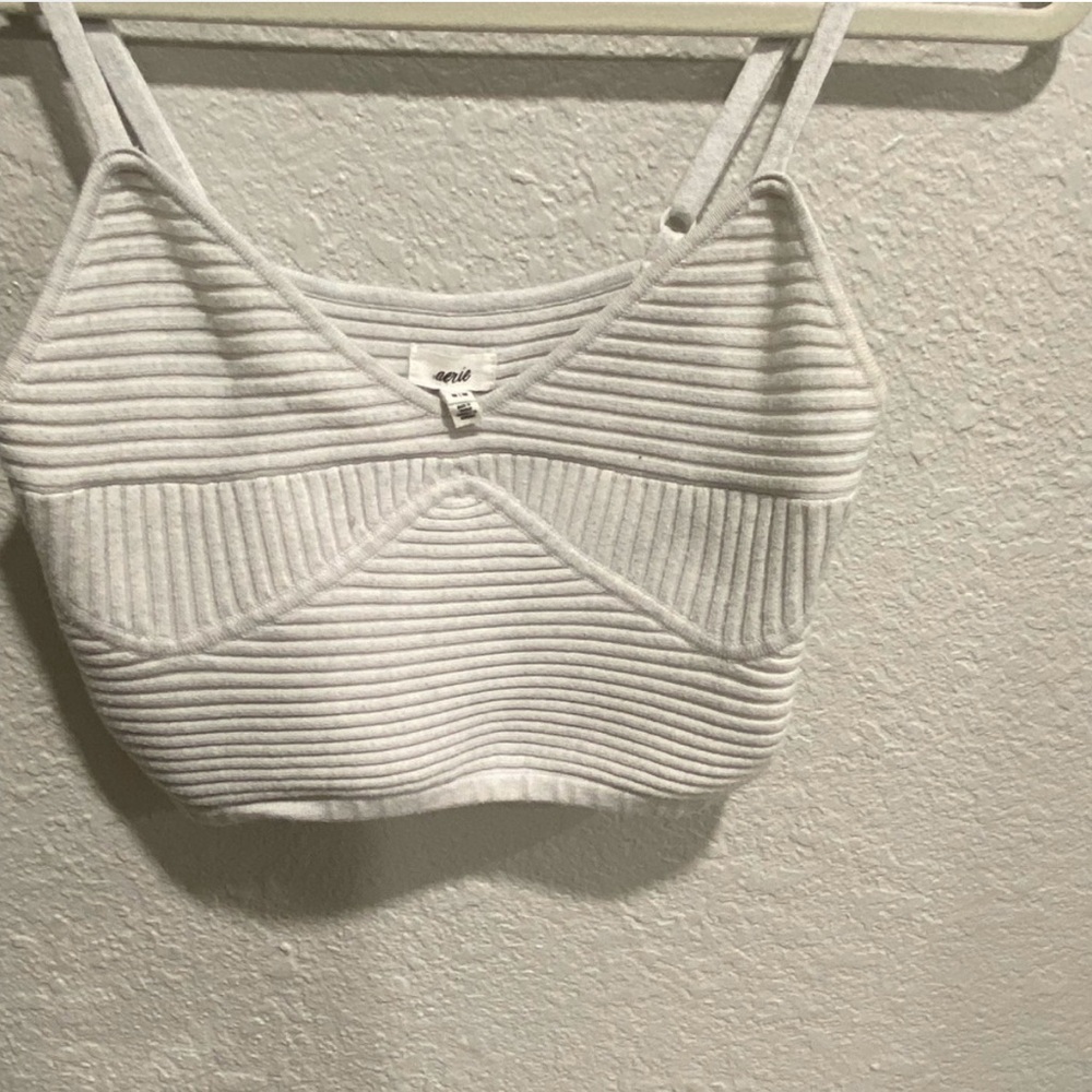 Aerie Light Gray Ribbed Top